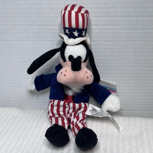 Disney Store Uncle Sam Goofy 11 inch Plush Bean Bag Toy 4th of July - Picture 1 of 4